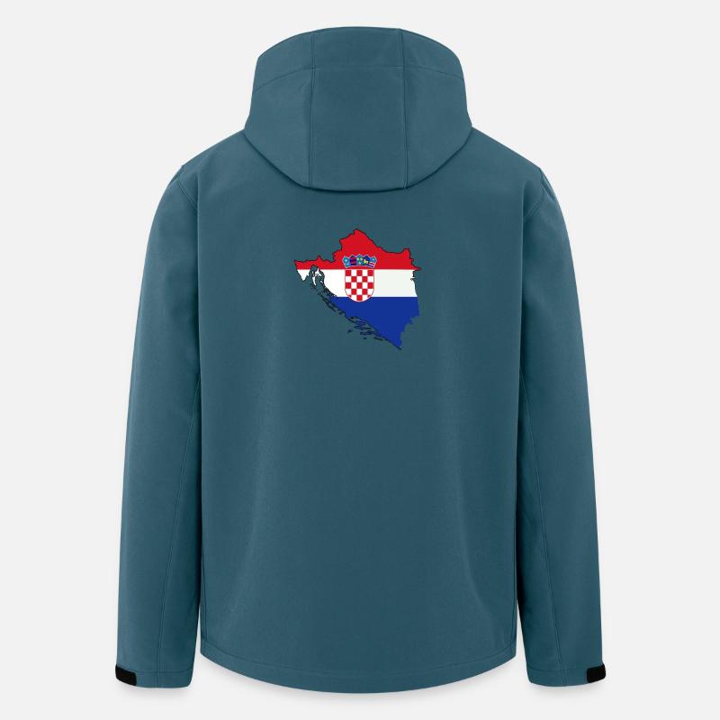 Contour du pays croate avec drapeau - Veste softshell homme en polyester recyclé Stanley/Stella - bleu pétrole foncé