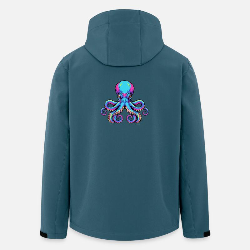 Bunte Oktopus-Illustration mit Neon-Akzenten - Recycelte Männer Softshell-Jacke von Stanley/Stella - Dunkles Petrol