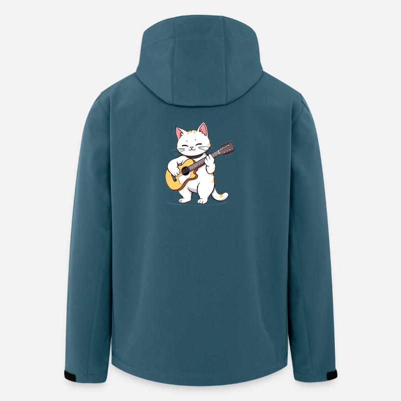Cat joue de la guitare - Veste softshell homme en polyester recyclé Stanley/Stella - bleu pétrole foncé