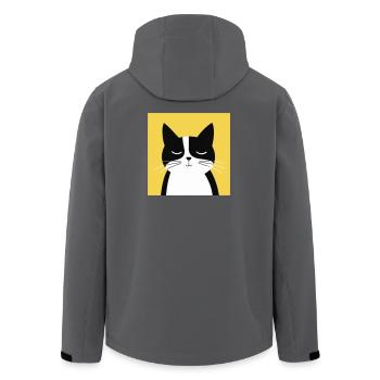 Minimalist Black and White Cat - Men’s Recycled Softshell Jacket by Stanley/Stella - stargazer - Back - AI Model Male 185 light (185cm)