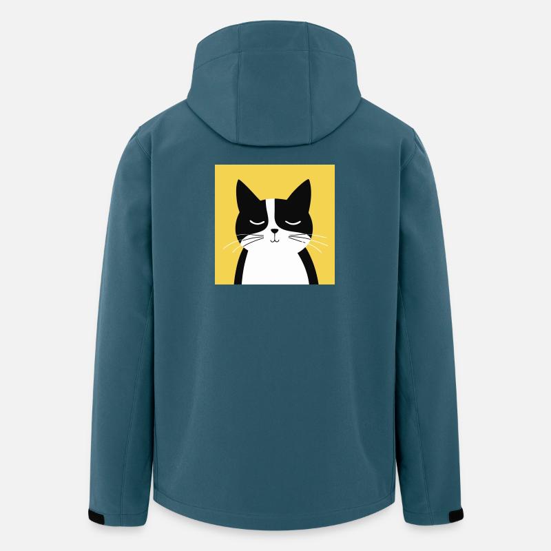 Minimalistische schwarz-weiße Katze - Recycelte Männer Softshell-Jacke von Stanley/Stella - Dunkles Petrol
