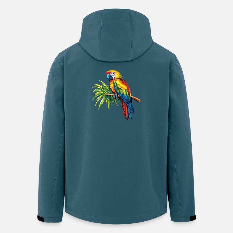 Bunter Papagei auf Zweig - Recycelte Männer Softshell-Jacke von Stanley/Stella - Dunkles Petrol