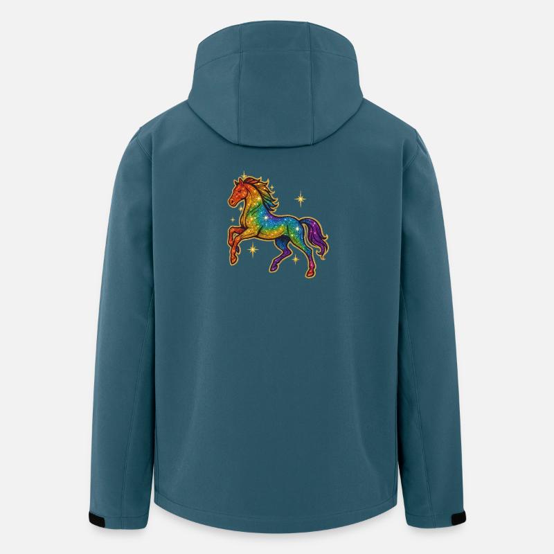 Regenbogen Pferd | Einhorn Glitzertraum - Recycelte Männer Softshell-Jacke von Stanley/Stella - Dunkles Petrol