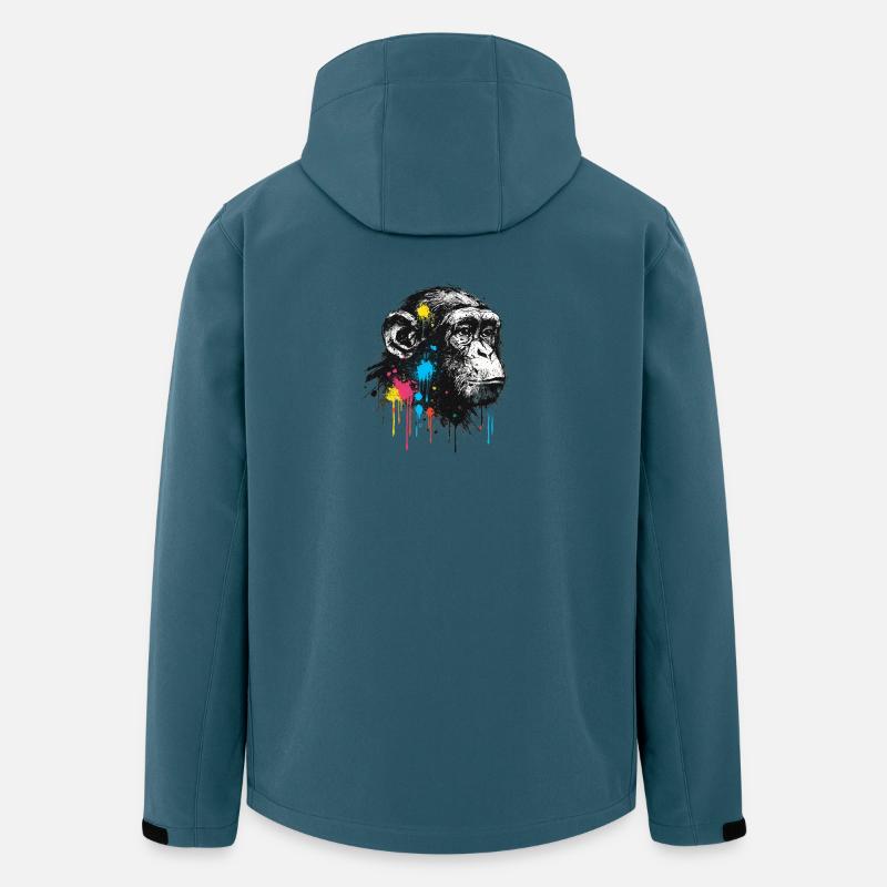 Bunter Spritzschimpanse - Recycelte Männer Softshell-Jacke von Stanley/Stella - Dunkles Petrol