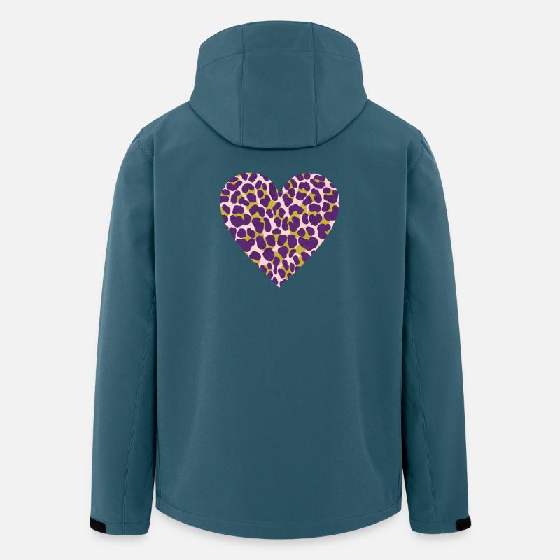 Lila Leopardenherz Muster - Recycelte Männer Softshell-Jacke von Stanley/Stella - Dunkles Petrol