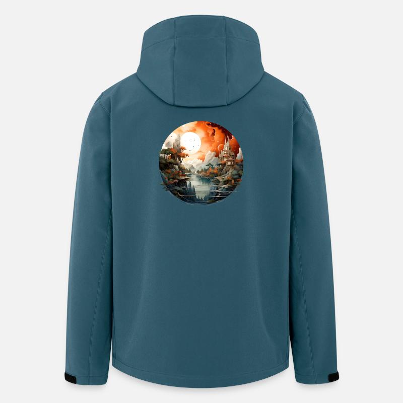 Orangene Mondlandschaft Festungen - Recycelte Männer Softshell-Jacke von Stanley/Stella - Dunkles Petrol