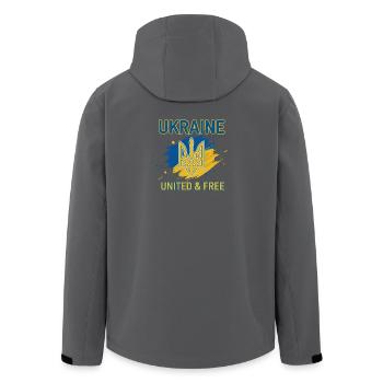Ukraine Einheit und Freiheit - Recycelte Männer Softshell-Jacke von Stanley/Stella - Dunkles Petrol - Hinten - AI Model Male 185 light (185cm)