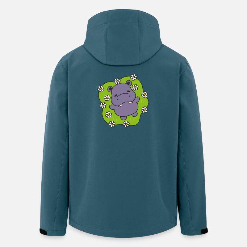 Lila Nilpferd auf blühendem Gras - Recycelte Männer Softshell-Jacke von Stanley/Stella - Dunkles Petrol