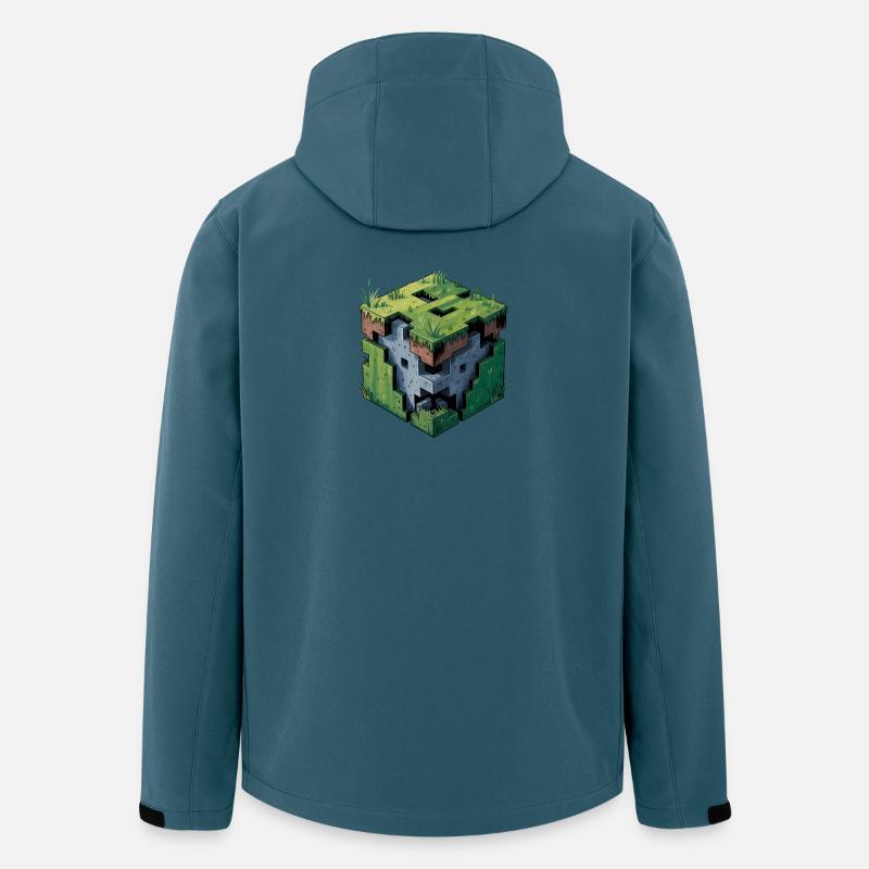 Dirt Block - Logo Low Poly cool - Veste softshell homme en polyester recyclé Stanley/Stella - bleu pétrole foncé