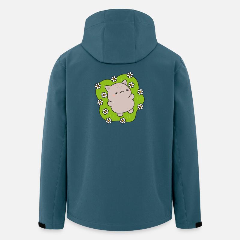 Chat mignon danse parmi des fleurs - Veste softshell homme en polyester recyclé Stanley/Stella - bleu pétrole foncé