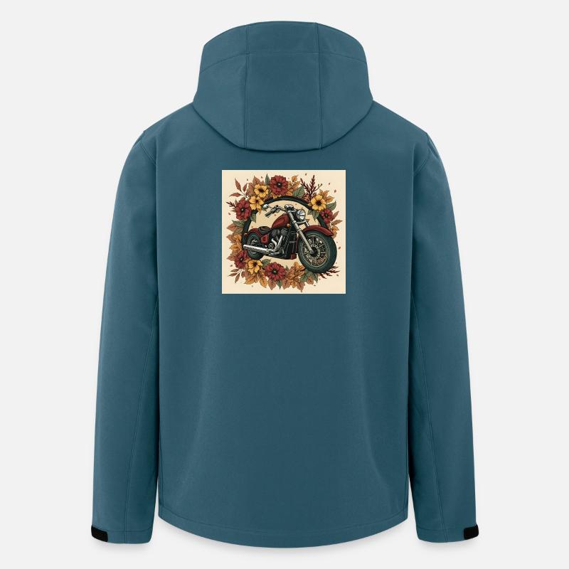 Roue de fleurs d’impression en bloc - Veste softshell homme en polyester recyclé Stanley/Stella - bleu pétrole foncé