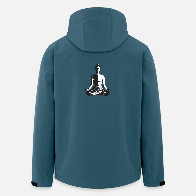 Méditation - Logo Cool Silhouette - Veste softshell homme en polyester recyclé Stanley/Stella - bleu pétrole foncé