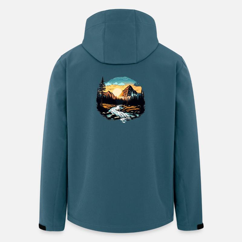 Sonnenuntergang in den Bergen - Recycelte Männer Softshell-Jacke von Stanley/Stella - Dunkles Petrol
