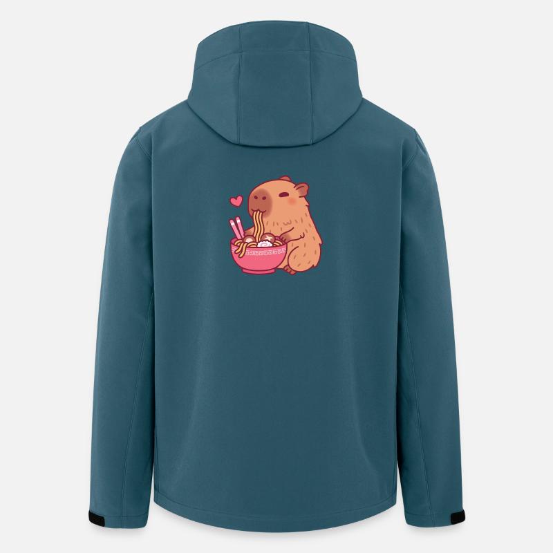 Süßes Capybara liebt es, Ramen-Nudeln zu essen - Recycelte Männer Softshell-Jacke von Stanley/Stella - Dunkles Petrol