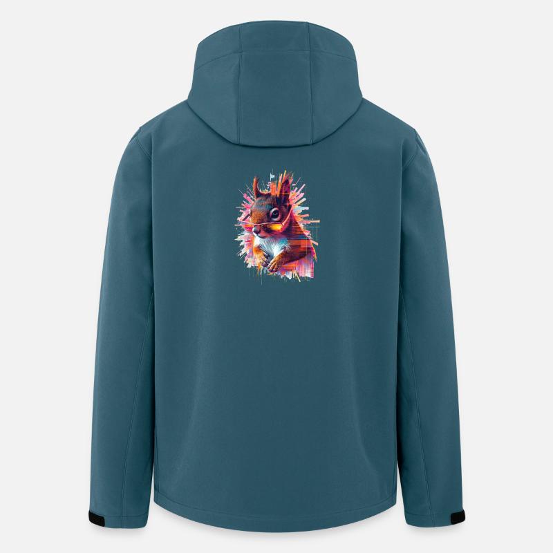 Neon Eichhörnchen mit Sonnenbrille – Glitch Art - Recycelte Männer Softshell-Jacke von Stanley/Stella - Dunkles Petrol