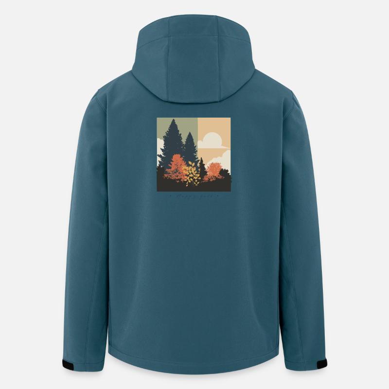 Herbstliche Waldsilhouette - Recycelte Männer Softshell-Jacke von Stanley/Stella - Dunkles Petrol