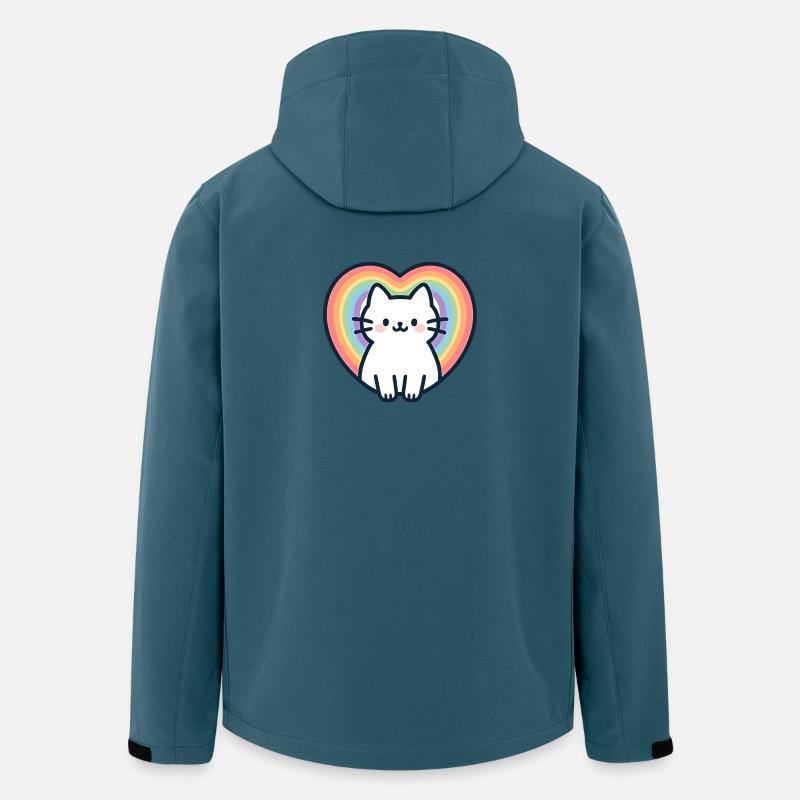 Kawaii Regenbogen Herz Katze - Recycelte Männer Softshell-Jacke von Stanley/Stella - Dunkles Petrol