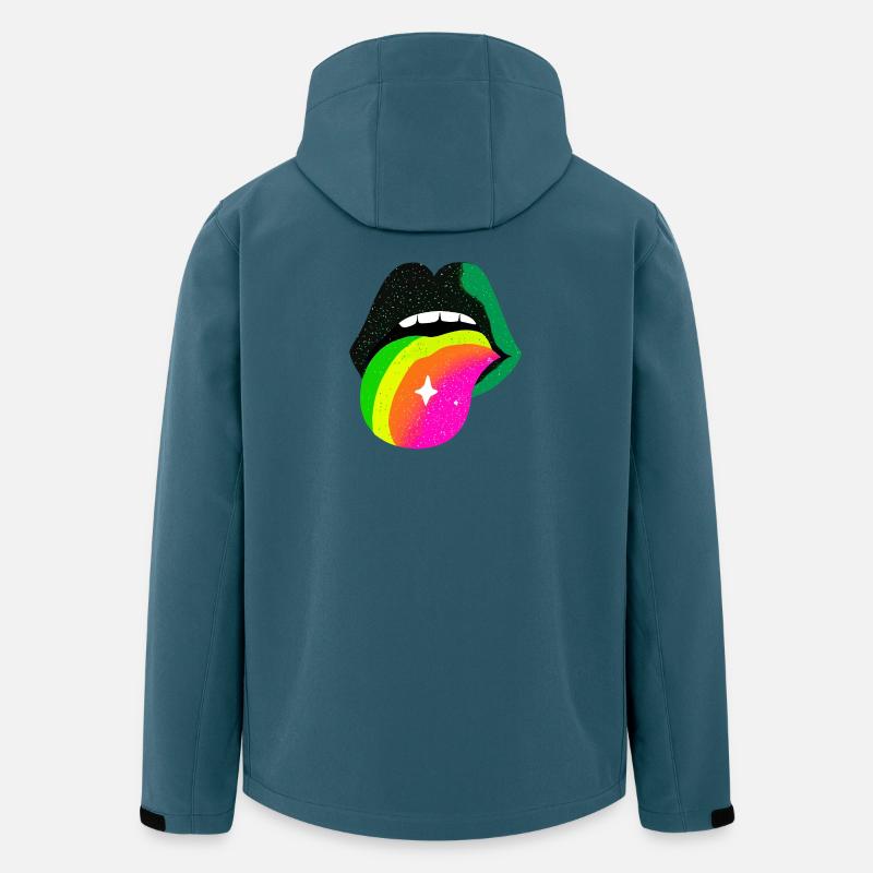 Regenbogenzunge Pop Art Lippen - Recycelte Männer Softshell-Jacke von Stanley/Stella - Dunkles Petrol
