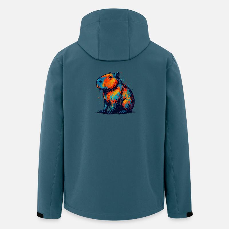 Farbenfroher Hippo Splash - Recycelte Männer Softshell-Jacke von Stanley/Stella - Dunkles Petrol