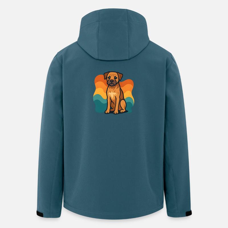 Colorful Border Terrier Dog with Wave Pattern - Men’s Recycled Softshell Jacket by Stanley/Stella - stargazer
