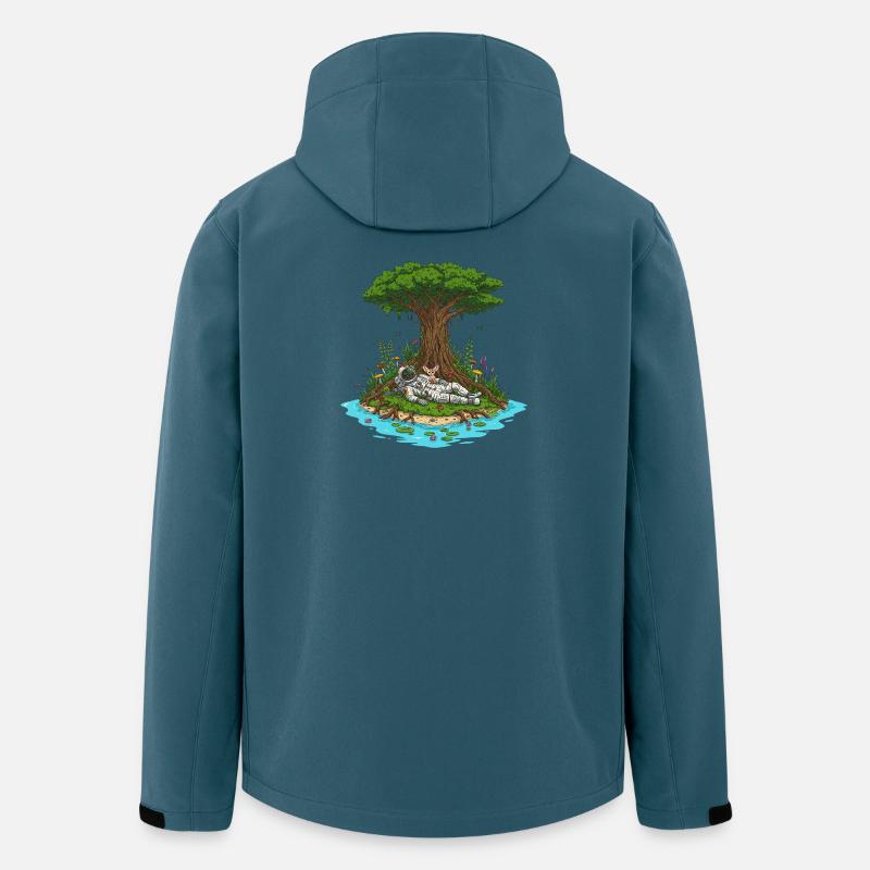 Astronaut Hund Insel Traumlandschaft - Recycelte Männer Softshell-Jacke von Stanley/Stella - Dunkles Petrol
