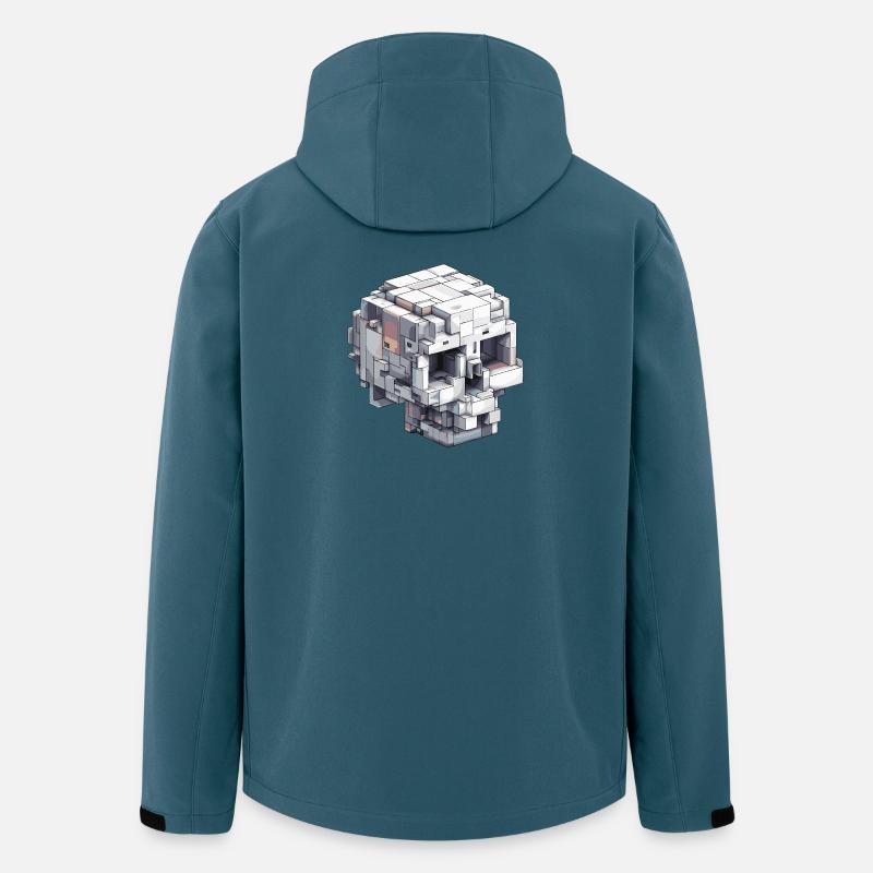Block-Schädel Design – Digital Art Look - Recycelte Männer Softshell-Jacke von Stanley/Stella - Dunkles Petrol