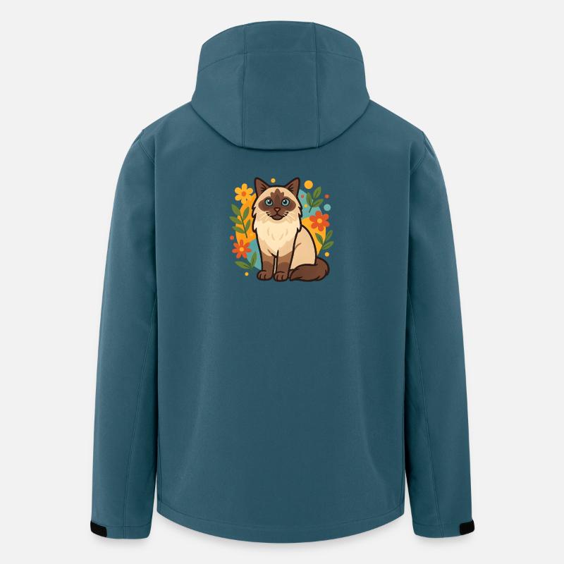 Ragdoll Katze mit Blumenkreis - Recycelte Männer Softshell-Jacke von Stanley/Stella - Dunkles Petrol