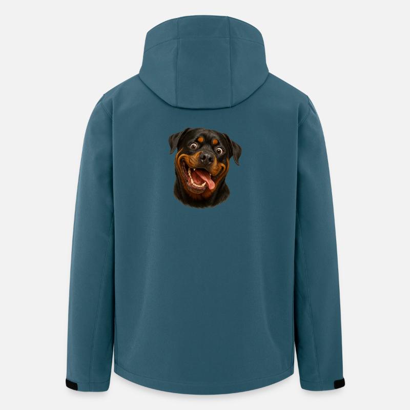 Fröhliches Rottweiler-Gesicht mit Zunge - Recycelte Männer Softshell-Jacke von Stanley/Stella - Dunkles Petrol