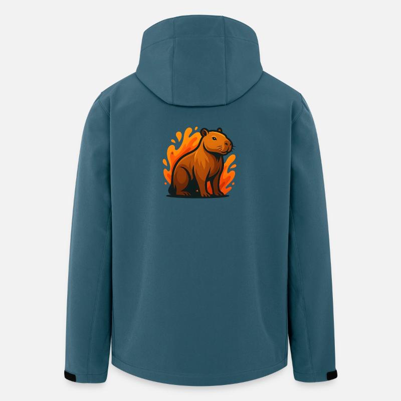 Kapybara in Flammen Illustration - Recycelte Männer Softshell-Jacke von Stanley/Stella - Dunkles Petrol