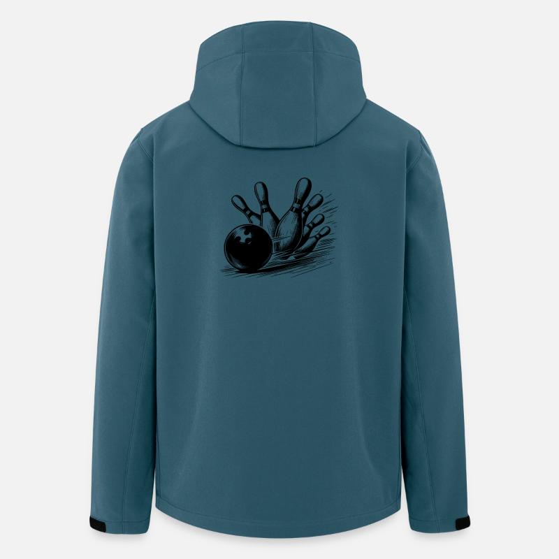 Dynamischer Bowlingkugel Wurf auf Pins - Recycelte Männer Softshell-Jacke von Stanley/Stella - Dunkles Petrol