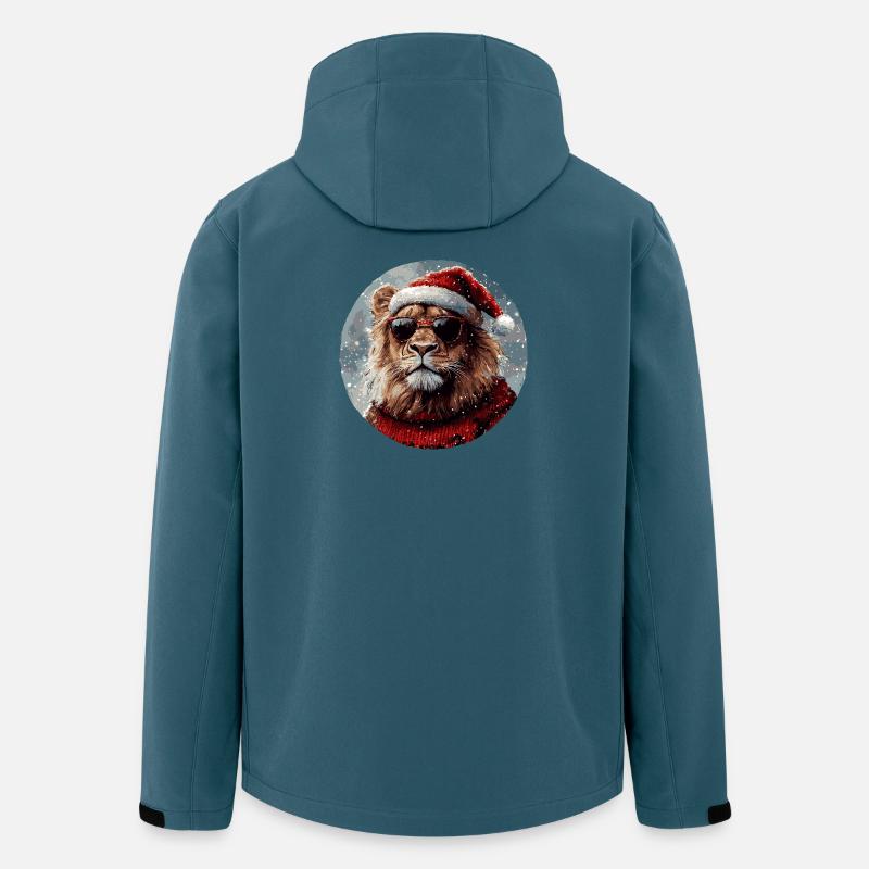 Lion Noël drôle, cool - Veste softshell homme en polyester recyclé Stanley/Stella - bleu pétrole foncé