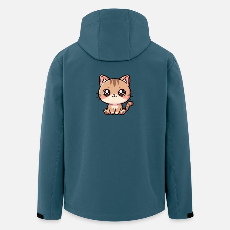 Portrait du chaton de Kawaii - Veste softshell homme en polyester recyclé Stanley/Stella - bleu pétrole foncé