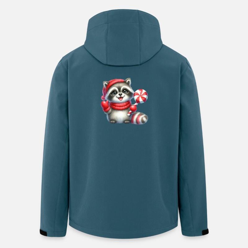 Cozy Raccoon With Candy Cane - Men’s Recycled Softshell Jacket by Stanley/Stella - stargazer