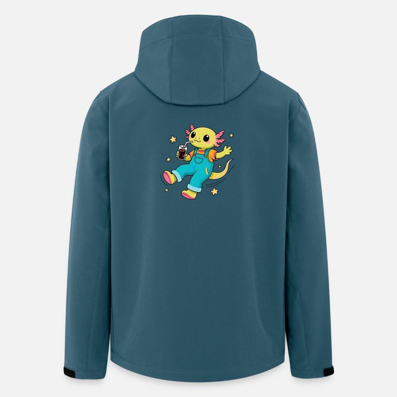 Axolotl joyeux flottant dans l'espace - Veste softshell homme en polyester recyclé Stanley/Stella - bleu pétrole foncé