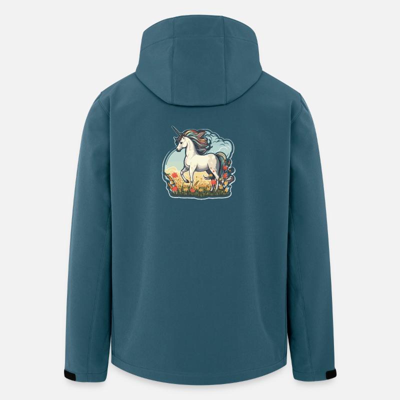 Einhorn im Sonnenfeld - Recycelte Männer Softshell-Jacke von Stanley/Stella - Dunkles Petrol