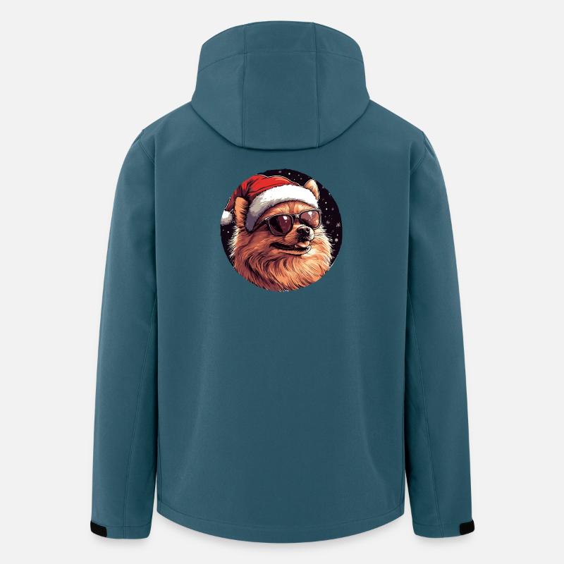 Cooler Hund mit Santa-Hut - Recycelte Männer Softshell-Jacke von Stanley/Stella - Dunkles Petrol