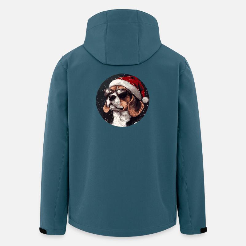 Beagle im Weihnachts-Santa-Hut - Recycelte Männer Softshell-Jacke von Stanley/Stella - Dunkles Petrol