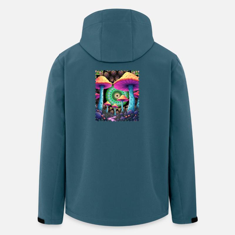 Champignons psychédéliques dans la forêt de mandala - Veste softshell homme en polyester recyclé Stanley/Stella - bleu pétrole foncé
