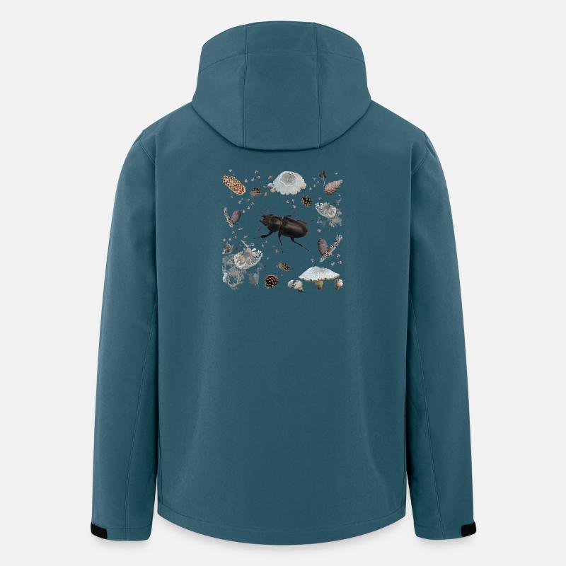 Hirschkäfer mit Tannenzapfen und Pilzen - Recycelte Männer Softshell-Jacke von Stanley/Stella - Dunkles Petrol