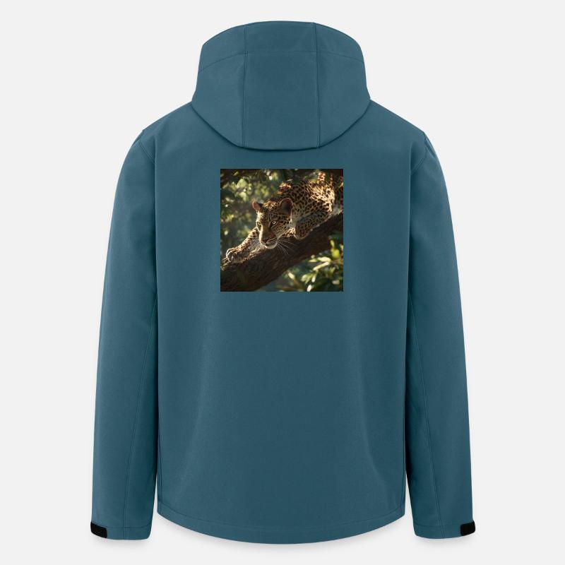 Majestätischer Leopard auf der Lauer - Recycelte Männer Softshell-Jacke von Stanley/Stella - Dunkles Petrol