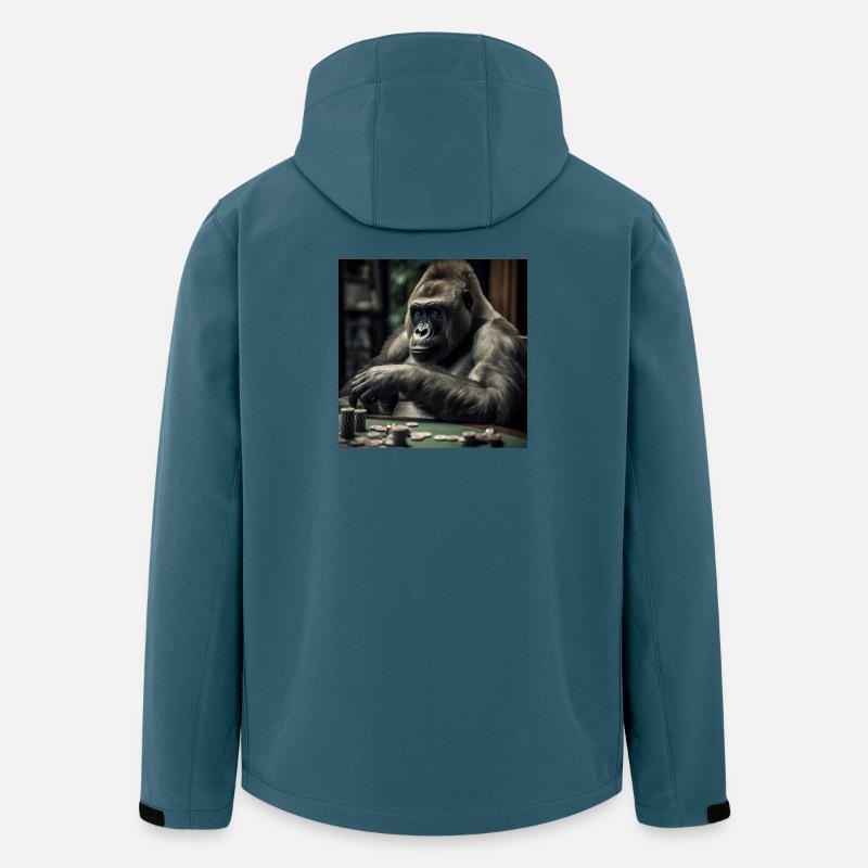 Gorilla am Pokertisch – Kaltblütiger Profi - Recycelte Männer Softshell-Jacke von Stanley/Stella - Dunkles Petrol