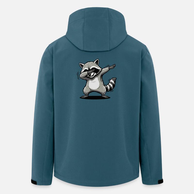 Lustiger dabbender Waschbär Cartoon - Recycelte Männer Softshell-Jacke von Stanley/Stella - Dunkles Petrol