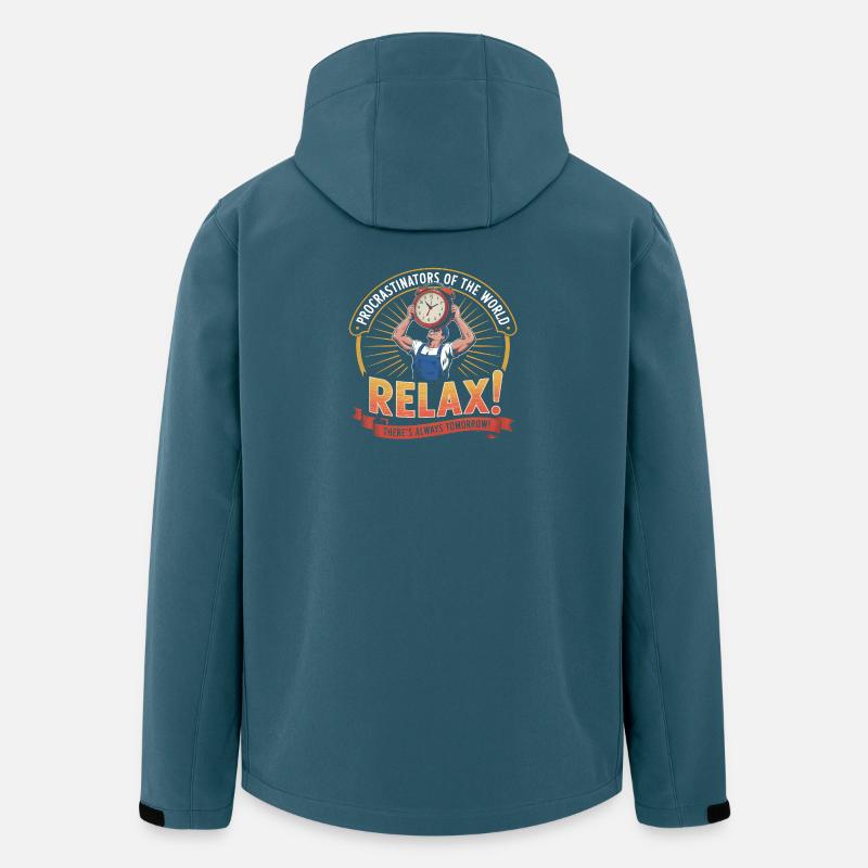 Les procrastinateurs s’unissent... Demain - Procrastique drôle - Veste softshell homme en polyester recyclé Stanley/Stella - bleu pétrole foncé