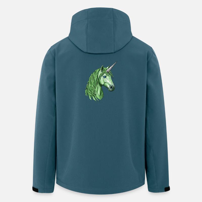 Licorne polygonale verte - Veste softshell homme en polyester recyclé Stanley/Stella - bleu pétrole foncé