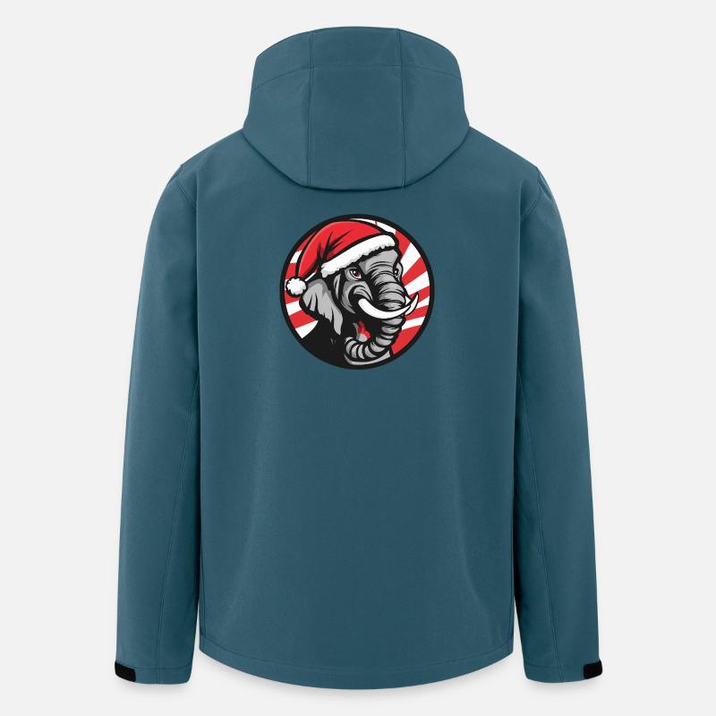 Weihnachts-Elefant mit Santa-Hut - Recycelte Männer Softshell-Jacke von Stanley/Stella - Dunkles Petrol