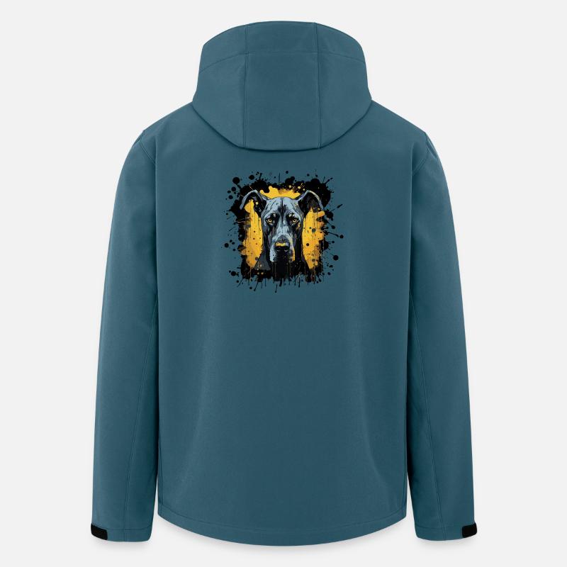 Blaues Hundeporträt mit Farbspritzern - Recycelte Männer Softshell-Jacke von Stanley/Stella - Dunkles Petrol