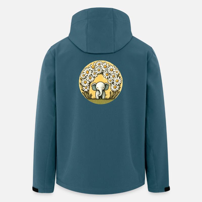 Elefant im Gänseblümchen-Ring - Recycelte Männer Softshell-Jacke von Stanley/Stella - Dunkles Petrol