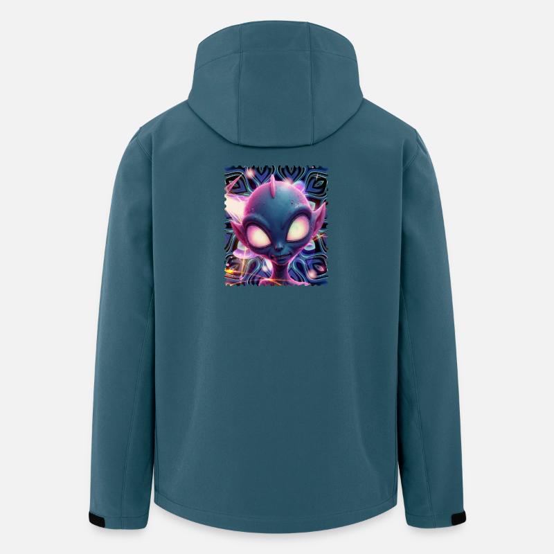 Neon-Alien Porträt im Psychedelicht - Recycelte Männer Softshell-Jacke von Stanley/Stella - Dunkles Petrol