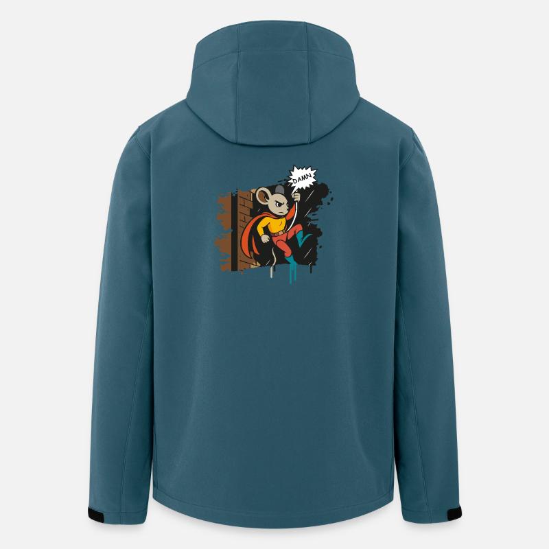 Superhelden Maus am Seil Comic Cartoon - Recycelte Männer Softshell-Jacke von Stanley/Stella - Dunkles Petrol