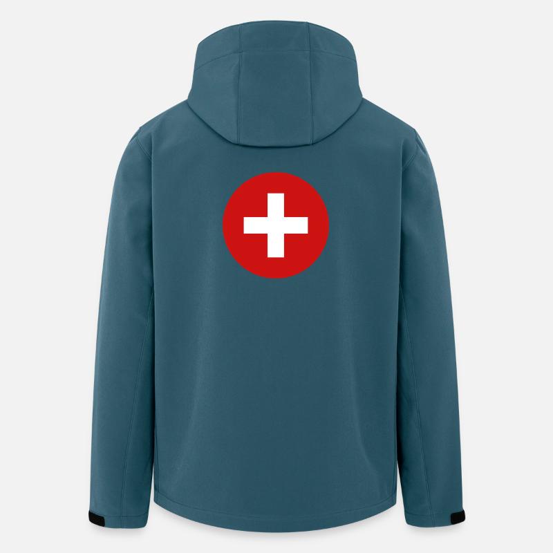Schweizer Flaggenrunde - Recycelte Männer Softshell-Jacke von Stanley/Stella - Dunkles Petrol